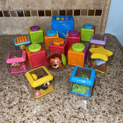 Fisher Price Peek A Boo Blocks Set Stacking Sensory Baby Toys #N14
