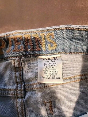 VIP Womens Jeans Size 3/4 Blue with Doub Yellow Side Stripes Distressed Mid Rise - Picture 3 of 10