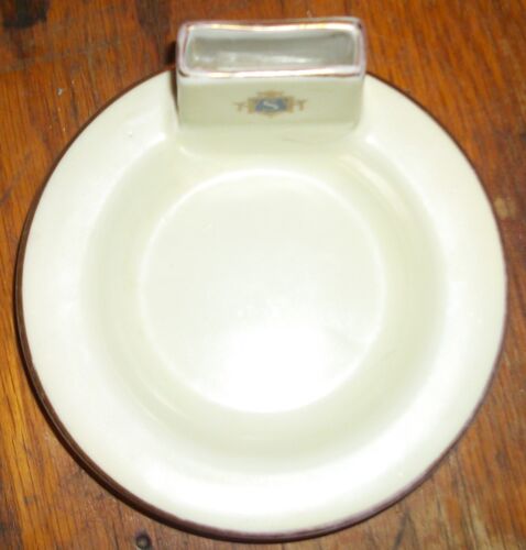 VINTAGE 30s-40s SYRACUSE CHINA HOTEL STATLER ASHTRAY WITH MATCHSTICK HOLDER COOL - Picture 5 of 7
