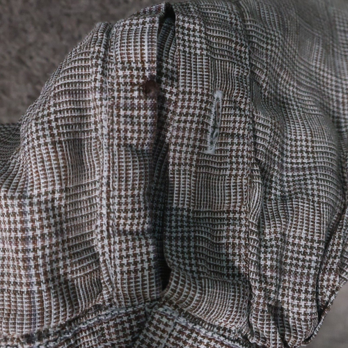 Orvis Linen Shirt Mens M Oversized Brown Houndstooth Button Up Distressed - Picture 13 of 13