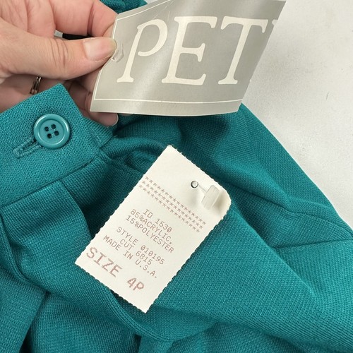 NWT VTG Bedford Fair Teal Blazer Jacket Skirt Suit Set Sz 4P 4 Petite USA - Picture 14 of 16