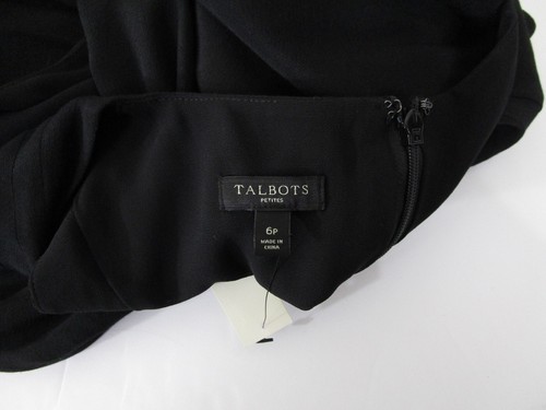 Talbots Womens Petite Solid Black Pleated A-line Fit Flare V Neck Dress 6P $149 - Picture 9 of 10