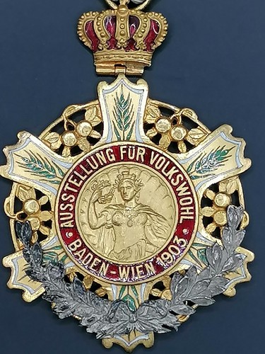 Ausstellung für Volkswohl - Baden-Wien 1903, Medaille, Messing/Emaille - Imagen 2 de 5