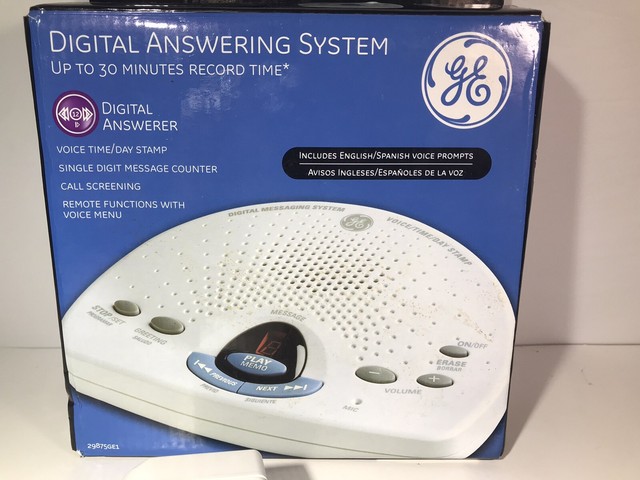GE Digital Answering Machine Model 29875GE1-B English Spanish Voice Pre-owned GE Digital Answering Machine Model 29875GE1-B English Spanish Voice Pre-owned