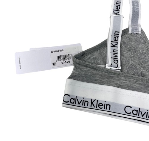 Calvin Klein Modern Cotton Crossback Unlined Bralette Gray Underwear QF5980-020 - Picture 7 of 8
