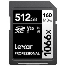 Lexar Professional 512GB 1066x SDXC UHS I Card U3 V30 for DSLR Mirrorless Camera