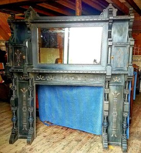 Monumental Aesthetic Movement Modern Gothic Ebonized Fireplace