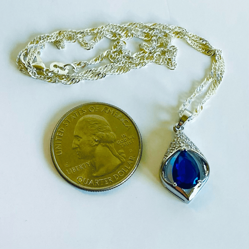 AVH Sterling Silver & Sapphire Blue Necklace - Picture 10 of 10