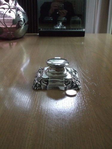 Ornate Antique Silver Hallmarked Inkwell By James Dixon & Sons Sheffield 1913 - Picture 18 of 18