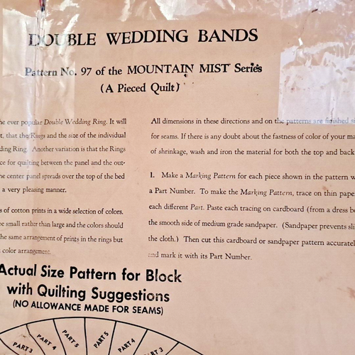 ALIANZAS DE BODA DOBLES MCM 1945 Mountain Mist de colección patrón 97 instrucciones de acolchado QP13 - Imagen 8 de 15