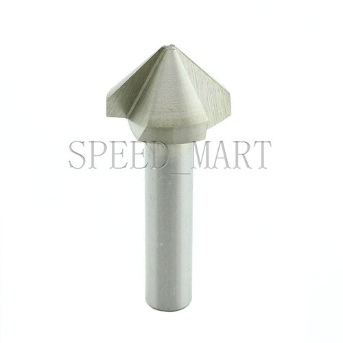 10mm Shank 14mm 90 Degree 3 flute HSS Chamfer Chamfering End Mill Cutter Bit - Picture 2 of 3