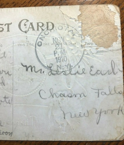 Tarjeta postal en relieve de saludos de Acción de Gracias de 10 de colección escena de granja de pavo algo de oro - Imagen 8 de 8