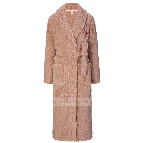 Flannel Men Bathrobe Gown CoupleCoral Fleece Long Robe Nightwer Thickened - Bild 15 von 39