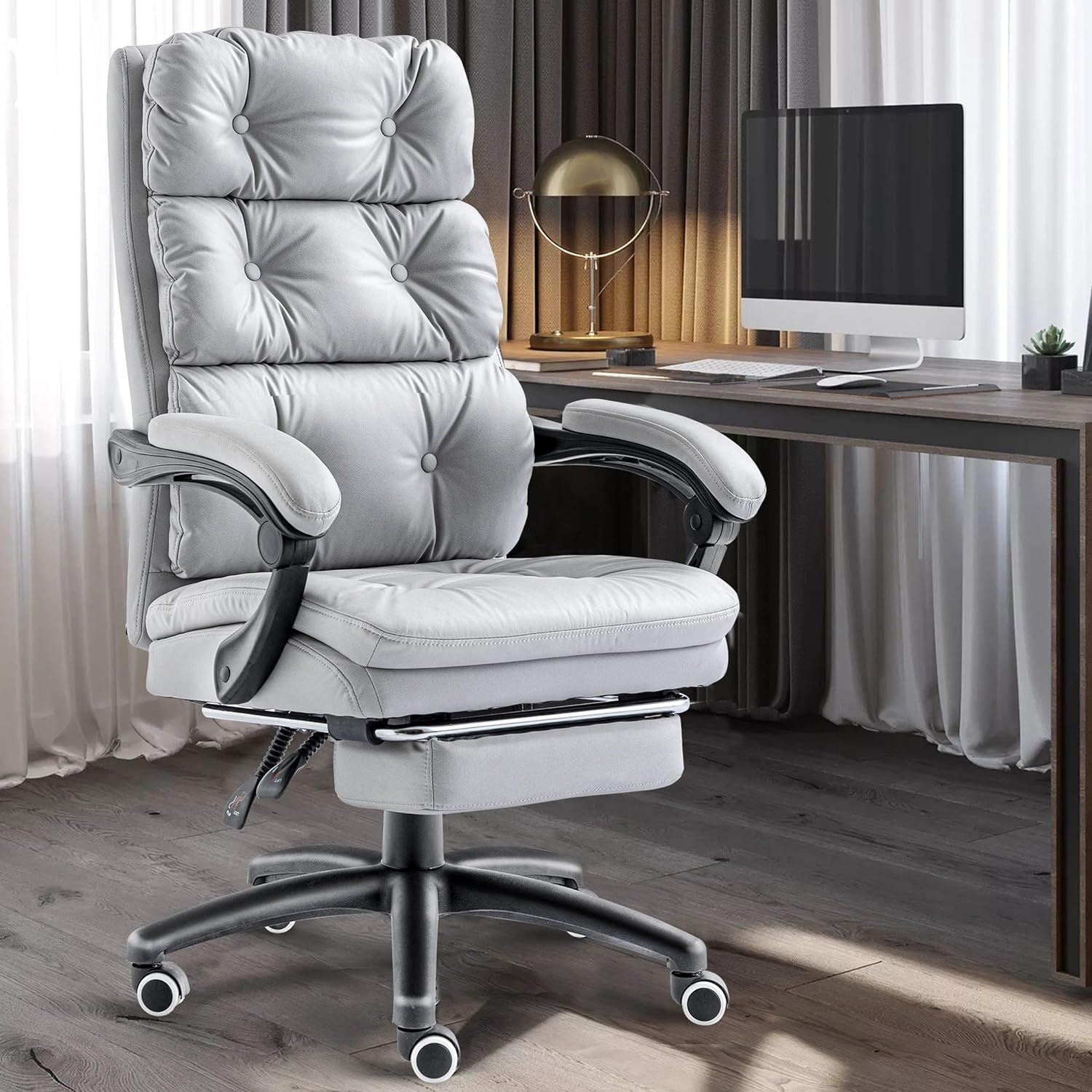 Executive Office Chair with Footrest & Lumbar Support Ergonomic Recliner Compute