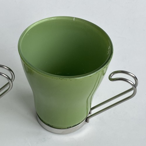 Vintage BORMIOLI VITROSAX Italy Coffee Cups RARE Green 1970s Expresso - Picture 3 of 9