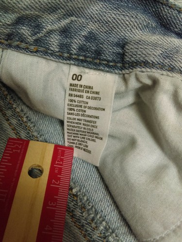 American Eagle Distressed Destroyed Button Fly Light Blue Denim Shorts Size 00 - Picture 10 of 10