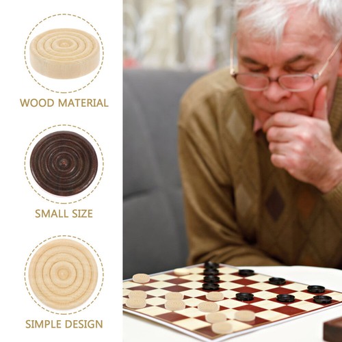 48 Pcs Chess Pieces Wooden Game Checked Checker Accessories Travel Checkers - Picture 5 of 12