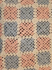 HAND CROCHET BABY BLANKET AFGHAN for Crib, Stroller Car Seat. Washable. 40"X24"