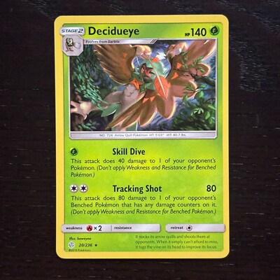 Decidueye 20/236 Pokemon Cosmic Eclipse Sun & Moon Holo Rare Card NM