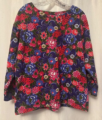 VTG 90s Gitano Womens Colorful Floral Sweatshirt Size L Cute Kitsch Grandmacore