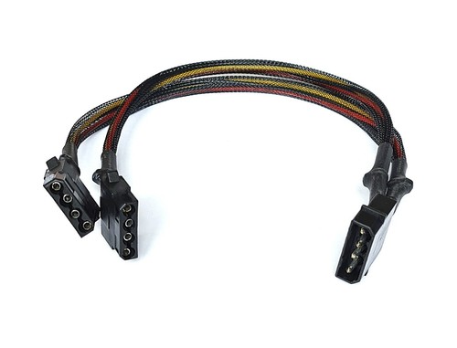 Power Supply Molex 4 pin Y Cable Splitter CB-Y12SL 13" Black Sleeve 18 AWG - 第 4/5 張圖片