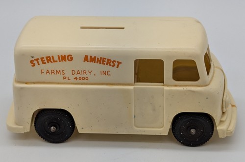 Vtg Sterling Amherst Farms Dairy Plastic Milk Truck Coin Bank Toy Buffalo NY - Picture 5 of 9