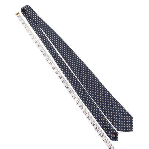 E. Marinella NWOT 100% Silk Tie in Blue with Yellow/White Geometric Shapes - Picture 3 of 8