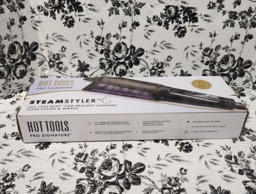 Hot Tools Pro Signature STEAM STYLER 1 1/2" Charcoal Ceramic Plates All Hair NEW - Picture 2 of 6