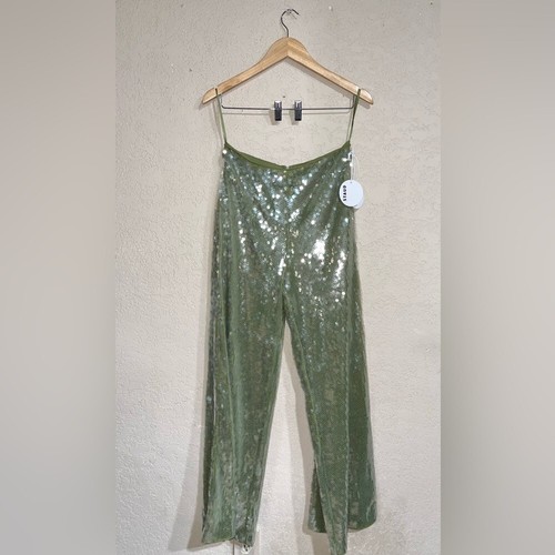 STAUD | NWT! Luke Sequins Pant In Green Moss Size: Medium - Picture 2 of 7