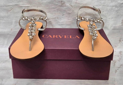 Sandalias para mujer CARVELA KURT GEIGER Bebe de cuero plateado con hebillas UE 39 UK 6 - Imagen 2 de 12