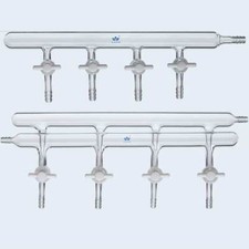 Single Vacuum Gas Manifold PTFE Stopcock Chemistry Laboratory Glassware gb