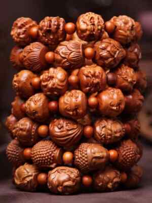 Peach Wood Lotus Buddha Beads Multi Treasure Beads Hand String Dish Play Beads
