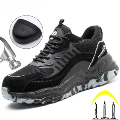 Work Boots Safety Steel Toe Shoes Men's Anti-puncture Protective Hiking Footwear