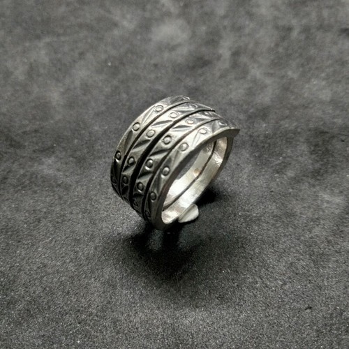 Fine Silver Rings 925 Sterling Adjustable Size Vintage Roller Spring 4Rows - Picture 5 of 5