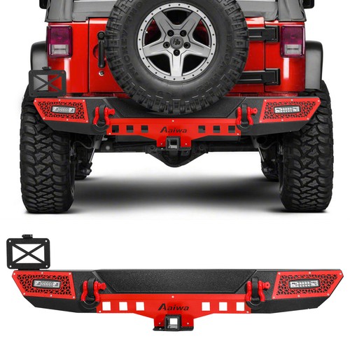 Front / Rear Bumper w/Winch Plate & LED Light for 2007-2018 Jeep Wrangler JK JKU - Picture 8 of 17