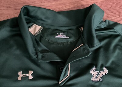MENS UNDER ARMOR SOUTH FLORIDA BULLS SHORT SLEEVE GREEN POLO SIZE