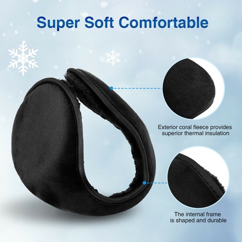 2 x Men Women Ear Muffs Winter Ear warmers Fleece Earwarmer Behind the Head Band - Picture 5 of 8