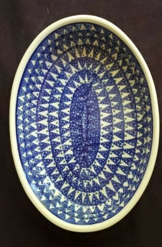"Boleslawiec ceramica polacca grande gres profondo da servire ciotola ovale 11"" x 7,5" - Foto 2 di 12