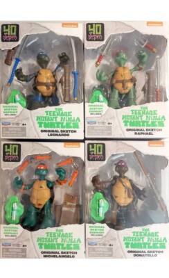 TMNT 40th Anniversary Ninja Turtles Original Sketch Figure SET Lot 4 Playmates!
