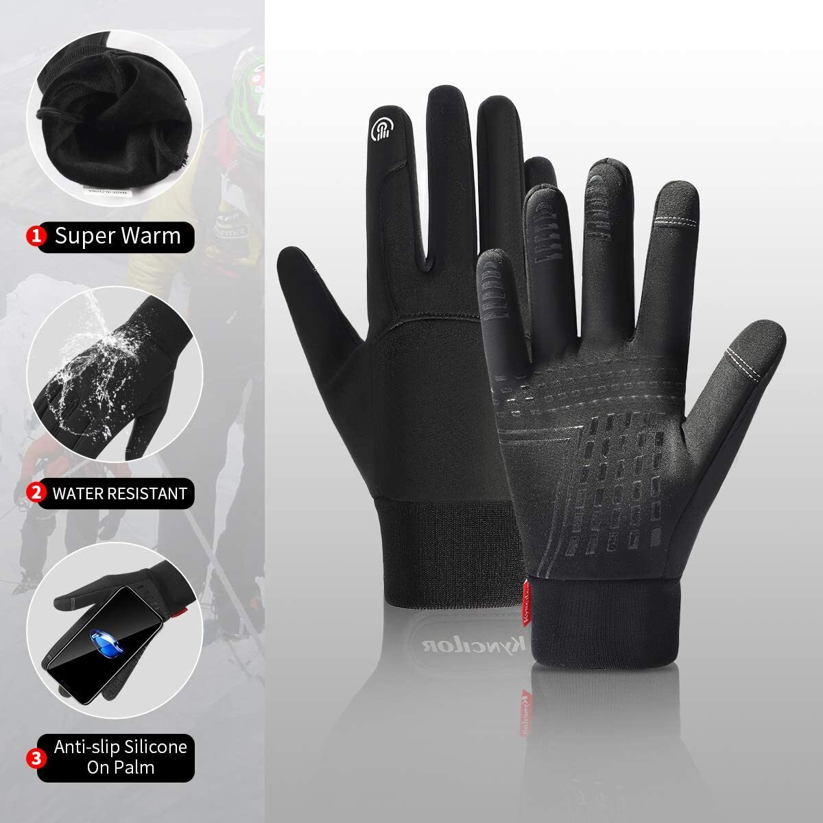 Winter Touchscreen Windproof Ski Gloves for Men and Women, Warm and Durable-image