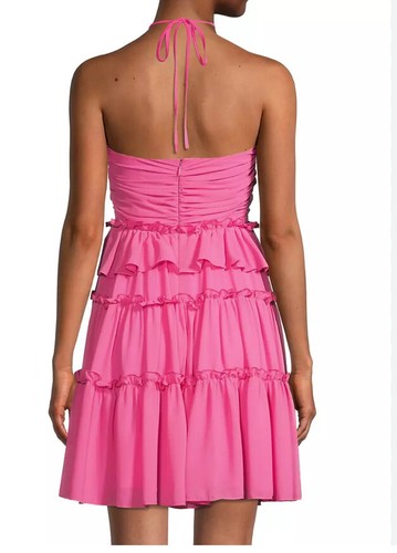 one33 social bright pink barbiecore halter ruffle Size 12 nwt - Picture 11 of 21
