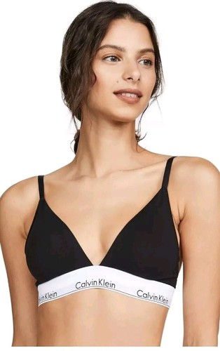 Calvin Klein Modern Cotton Unlined Triangle Bra - Black/White ~Size L~NWT  - Picture 4 of 8