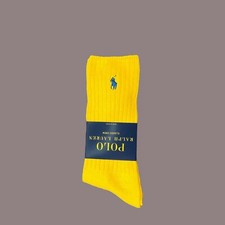 Polo Ralph Lauren Men Yellow with blue pony cotton blend crew socks size 10-13