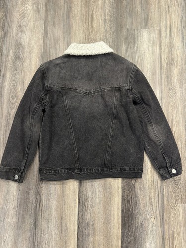 Levi’s SilverTab Dark Wash Black Denim Trucker Jacket Sherpa Boys Sz Medium - Picture 9 of 14