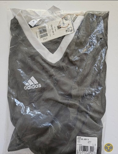 NWT Adidas Youth Entrada 22 Soccer Jersey Shirt Gray sizes M, L - Picture 2 of 3
