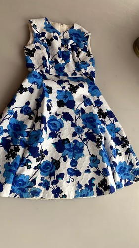 Vintage 1960s Blue white Floral bolero Jacket Dress Gino Charles spring set mini - Foto 13 di 23