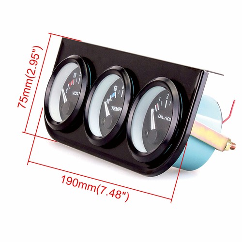 52mm Volt Meter Water Temp Oil Pressure Meter 3 in1 Car Auto Triple Gauge Kit - Picture 4 of 12