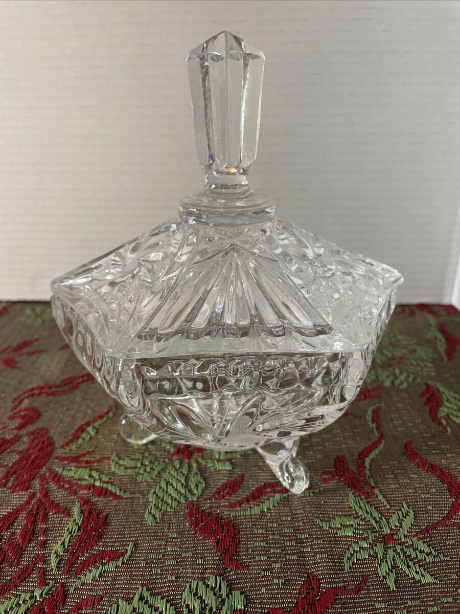 Vintage Cut Glass Lidded Candy Dish Vintage Cut Glass Lidded Candy Dish