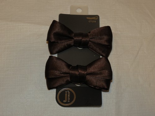 J by Crocs clips Bow JBC Sil RbnBw Silk Ribbon Bows 2pc brown shoe charm NEW set - Picture 2 of 3