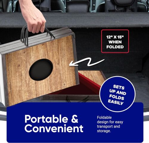 Tragbares Cornhole-Set aus Holz, 2 Bretter, 8 Sitzsäcke, faltbares Design, alle Altersgruppen - Bild 2 von 7